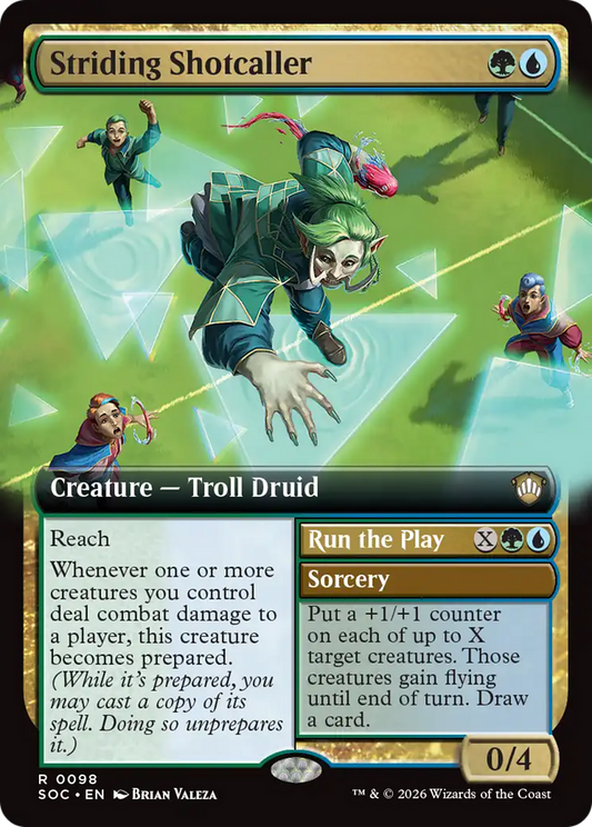 Striding Shotcaller // Run the Play (0098) (Extended Art) (SOC)