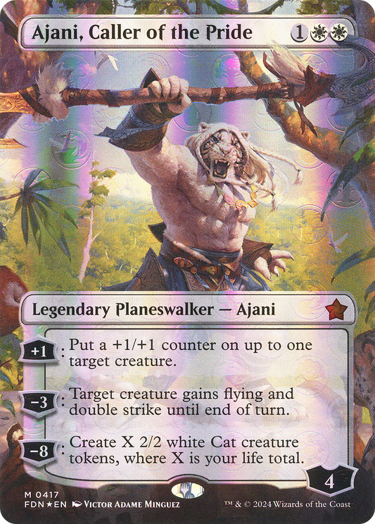 Ajani, Caller of the Pride (0417) (Borderless) - Mana Foil