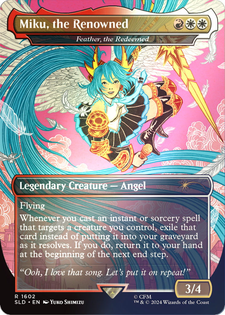 Miku, the Renowned [Feather, the Redeemed] (1602) (Borderless) - Rainbow Foil
