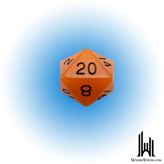 Individual Dice - Glow Orange / Black 35mm d20