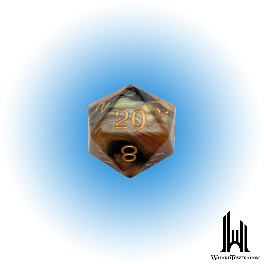 Individual Dice - Black-Yellow / Gold 35mm d20
