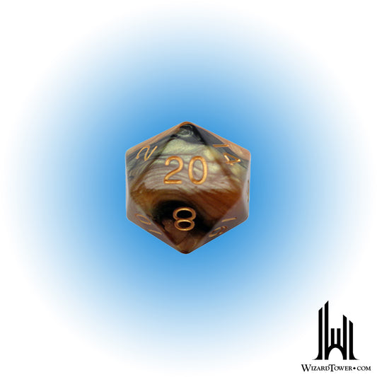 Individual Dice - Black-Yellow / Gold 35mm d20