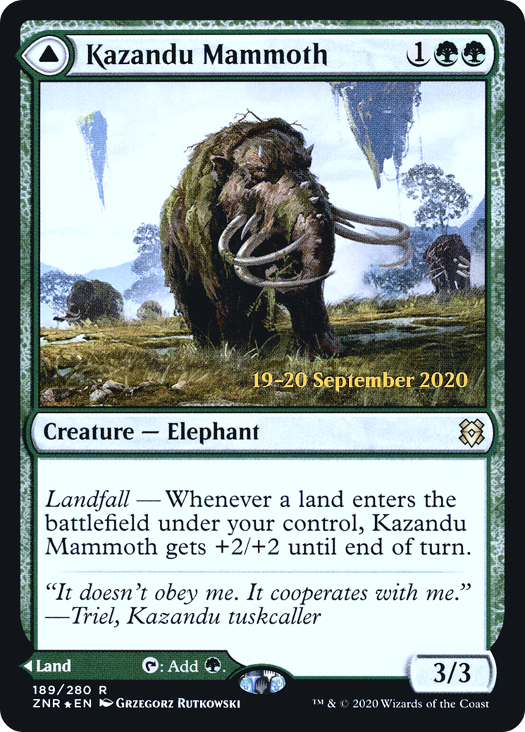 Kazandu Mammoth // Kazandu Valley (189) (Prerelease) (PZNR) - Foil