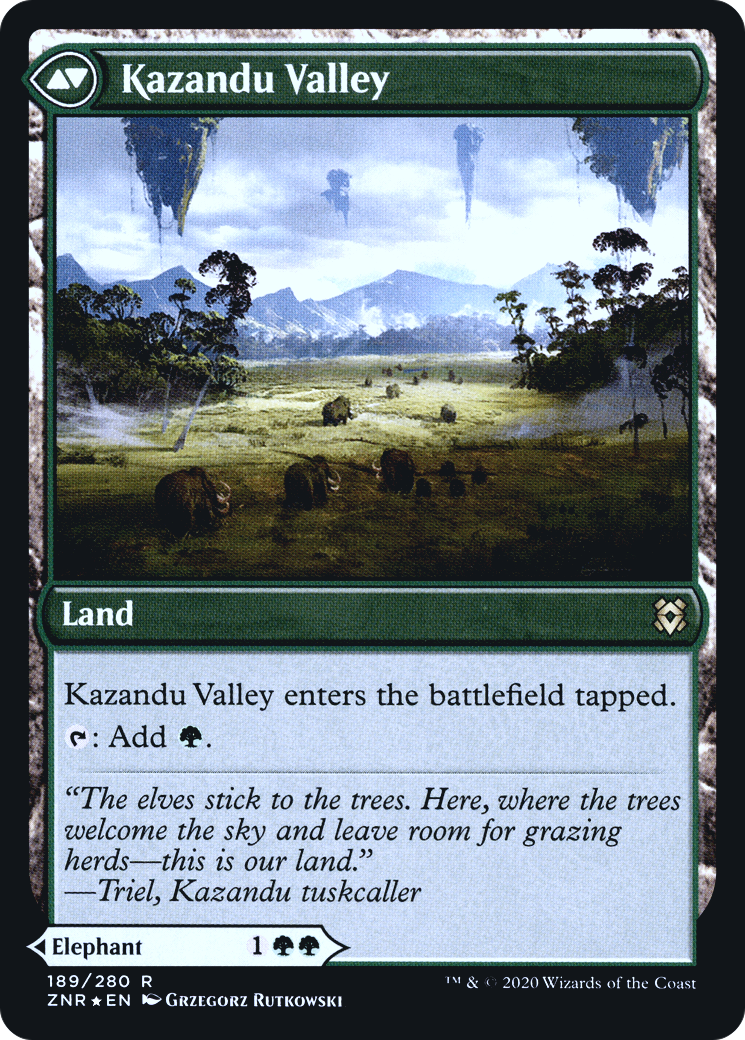 Kazandu Mammoth // Kazandu Valley (189) (Prerelease) (PZNR) - Foil