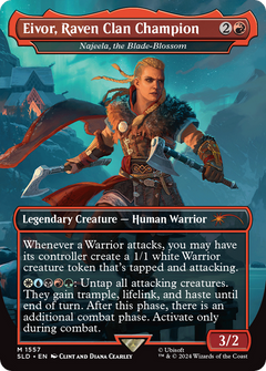 Eivor, Raven Clan Champion [Najeela, the Blade-Blossom] (1557) (Borderless) - Rainbow Foil