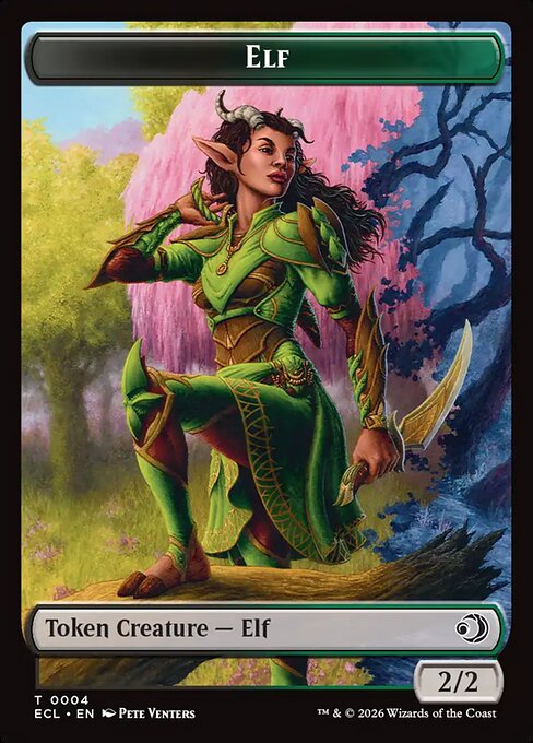 Elf (0004) // Kithkin (0007) Double-Sided Token (TECL) - Foil
