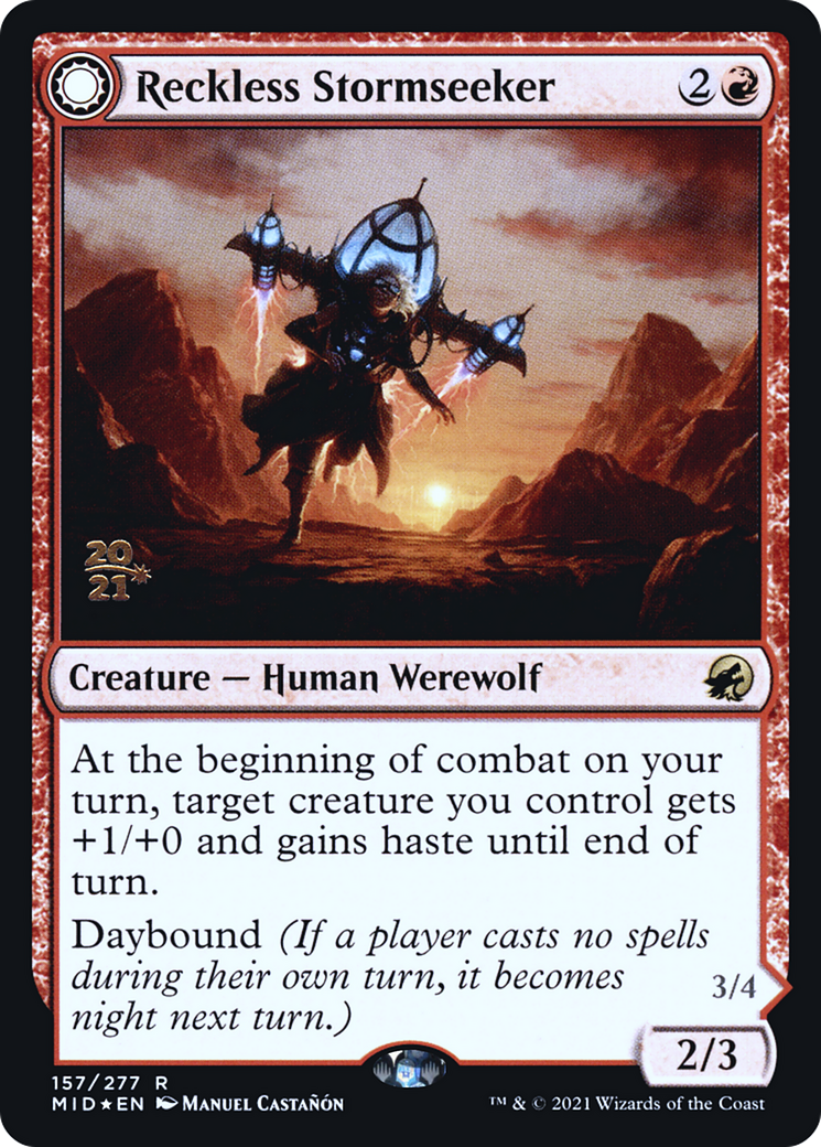 Reckless Stormseeker // Storm-Charged Slasher (157) (Prerelease) (PMID) - Foil