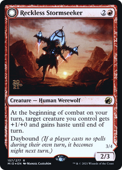 Reckless Stormseeker // Storm-Charged Slasher (157) (Prerelease) (PMID) - Foil