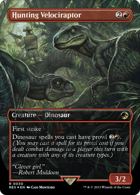 Hunting Velociraptor (0030) (Borderless) - Foil Emblem