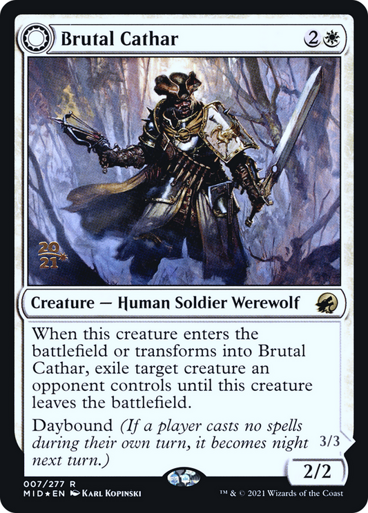 Brutal Cathar // Moonrage Brute (007) (Prerelease) (PMID) - Foil