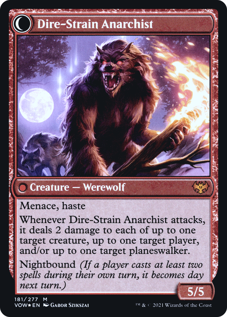 Volatile Arsonist // Dire-Strain Anarchist (181) (Prerelease) (PVOW) - Foil