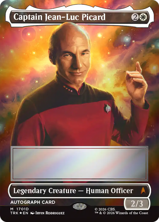 Captain Jean-Luc Picard (1701D) (Borderless) (Signed) (TRK) - Foil