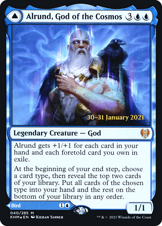 Alrund, God of the Cosmos // Hakka, Whispering Raven (040) (Prerelease) (PKHM) - Foil