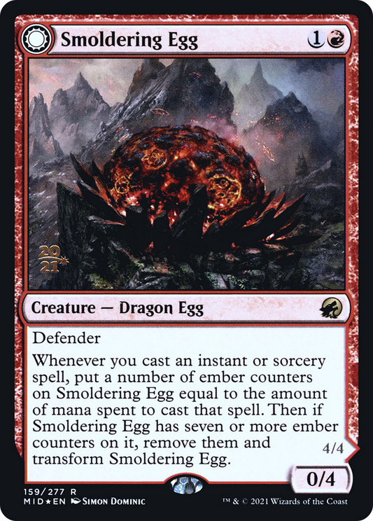 Smoldering Egg // Ashmouth Dragon (159) (Prerelease) (PMID) - Foil