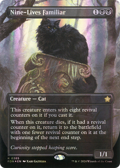 Nine-Lives Familiar (0385) (Borderless) - Mana Foil