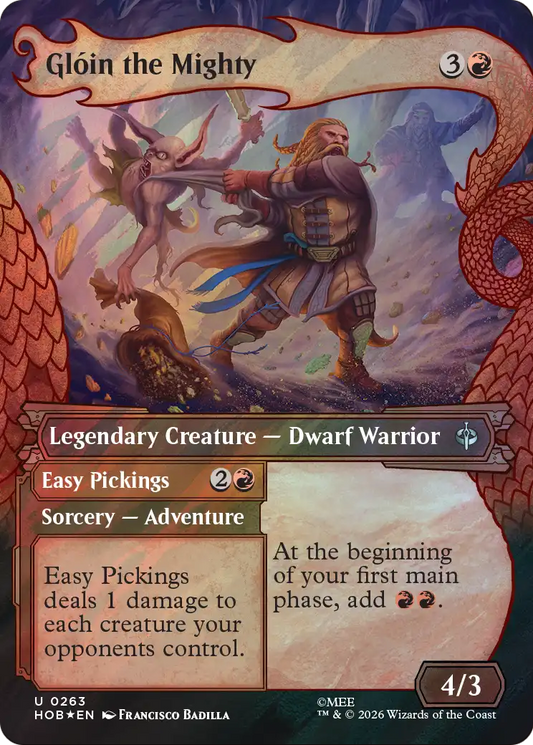 Glóin the Mighty // Easy Pickings (0263) (Borderless) (Dragon Hoard Frame) (HOB) - Surge Foil
