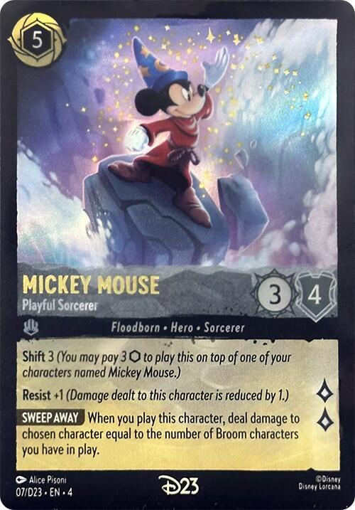 Mickey Mouse, Playful Sorcerer (07/D23) - Satin Holographic Foil