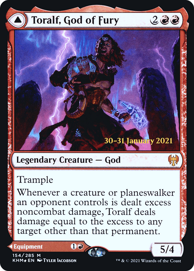 Toralf, God of Fury // Toralf's Hammer (154) (Prerelease) (PKHM) - Foil