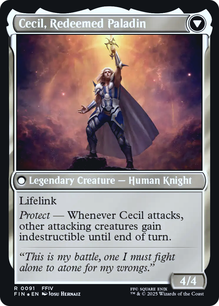 Cecil, Dark Knight // Cecil, Redeemed Paladin (0091) (Prerelease) (PFIN) - Foil