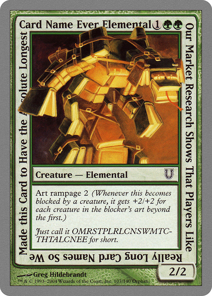 Our Market Research Shows That Players Like Really Long Card Names So We Made this Card to Have the Absolute Longest Card Name Ever Elemental - Foil