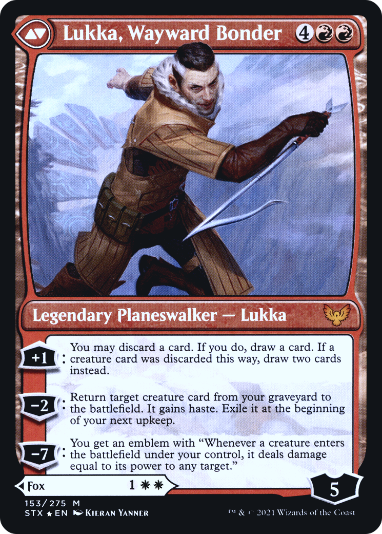 Mila, Crafty Companion // Lukka, Wayward Bonder (153) (Prerelease) (PSTX) - Foil