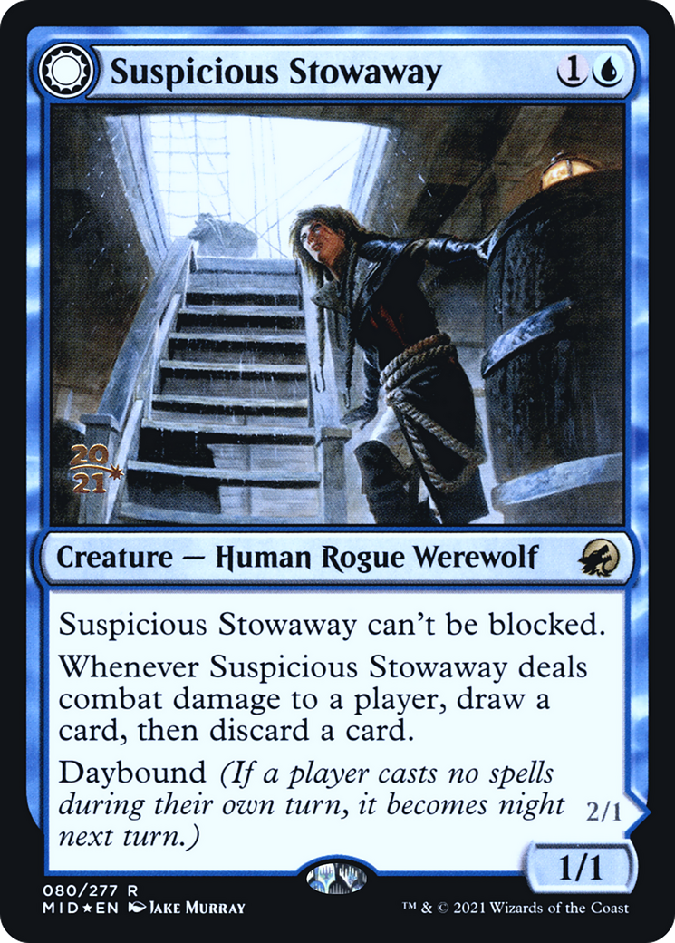 Suspicious Stowaway // Seafaring Werewolf (080) (Prerelease) (PMID) - Foil