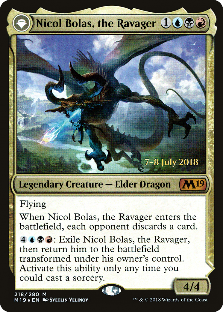 Nicol Bolas, the Ravager // Nicol Bolas, the Arisen (214) (Prerelease) (PM19) - Foil