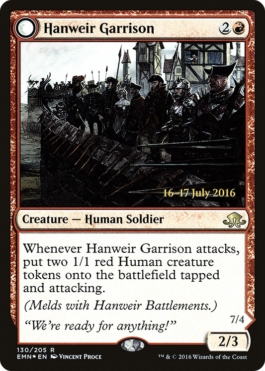 Hanweir Garrison // Hanweir, the Writhing Township (130) (Prerelease) - Foil
