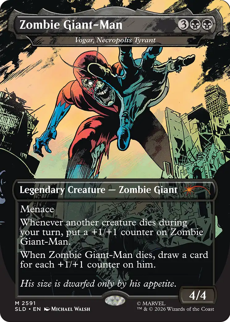 Zombie Gaint-Man [Vogar, Necropolis Tyrant] (2591) (Borderless) (SLD) - Foil