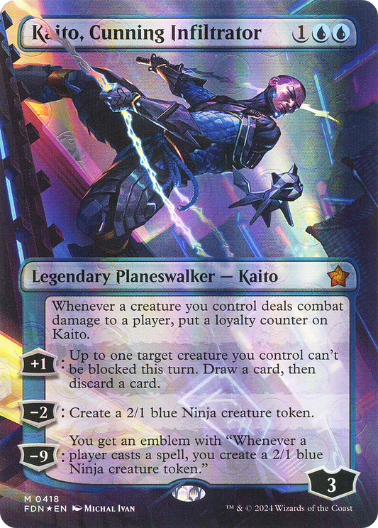 Kaito, Cunning Infiltrator (0418) (Borderless) - Mana Foil