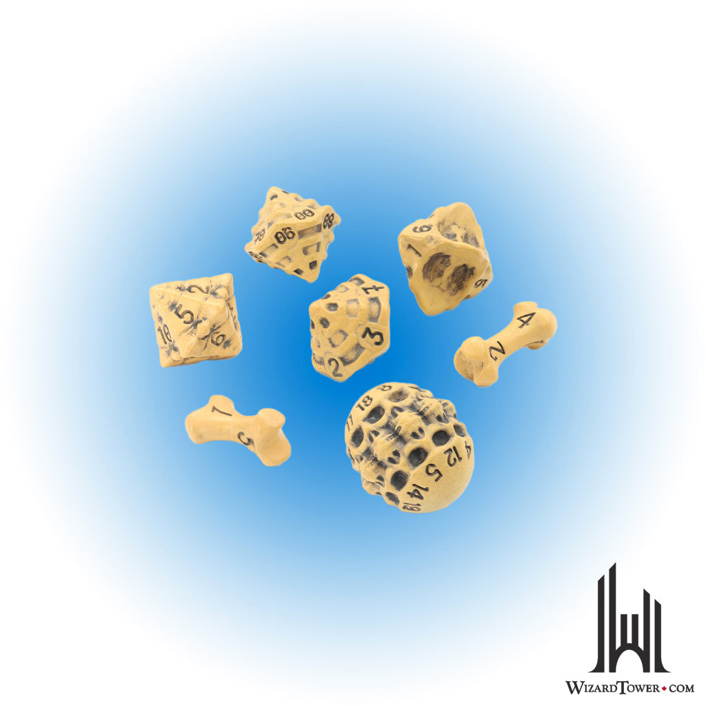 Dice Set - Skull & Bone Ancient Bone Yellow 7ct