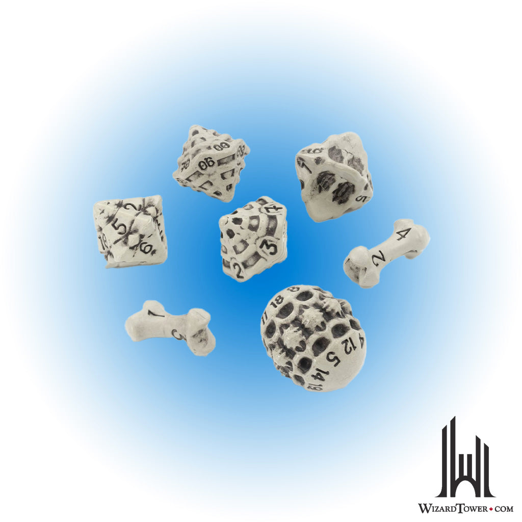 Dice Set - Skull & Bone Cleaned Bone White 7ct
