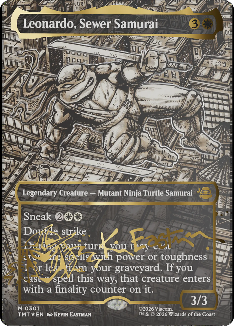 Leonardo, Sewer Samurai (0301) (Borderless) (TMT)  - Gold-Stamped Signature