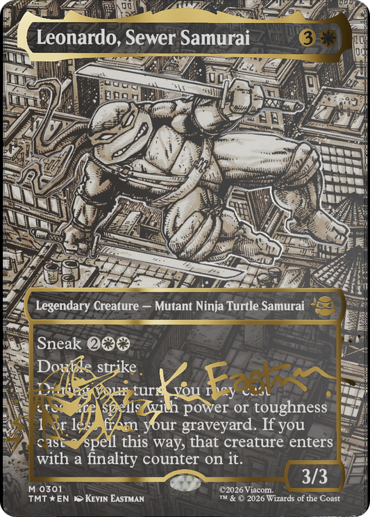 Leonardo, Sewer Samurai (0301) (Borderless) (TMT)  - Gold-Stamped Signature