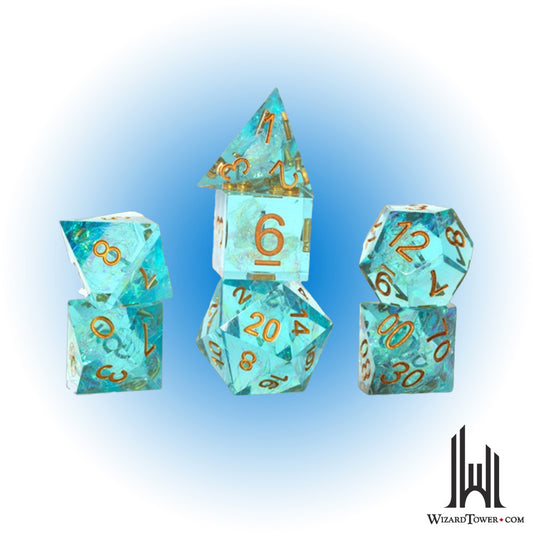 Dice Set - Sharp-Edged Aqua Fairy 7ct