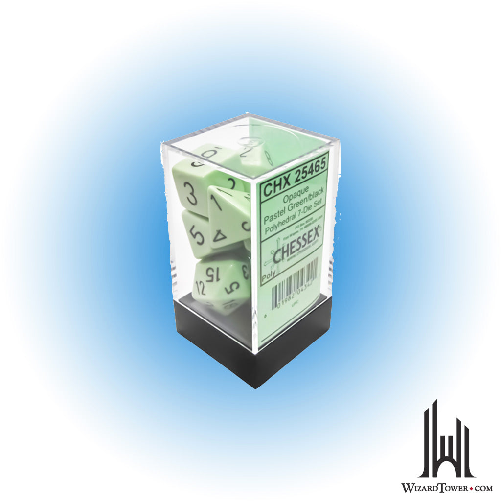 Dice Set - Opaque Pastel Green / Black 7ct