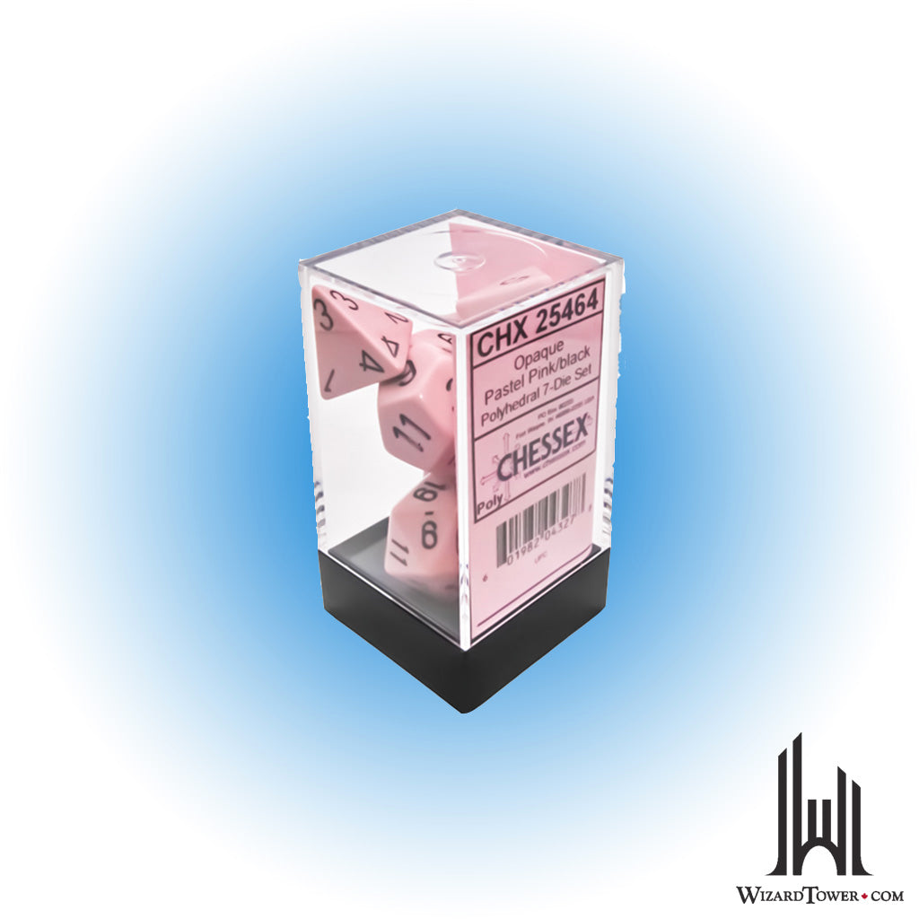 Dice Set - Opaque Pastel Pink / Black 7ct