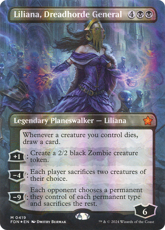Liliana, Dreadhorde General (0419) (Borderless) - Mana Foil
