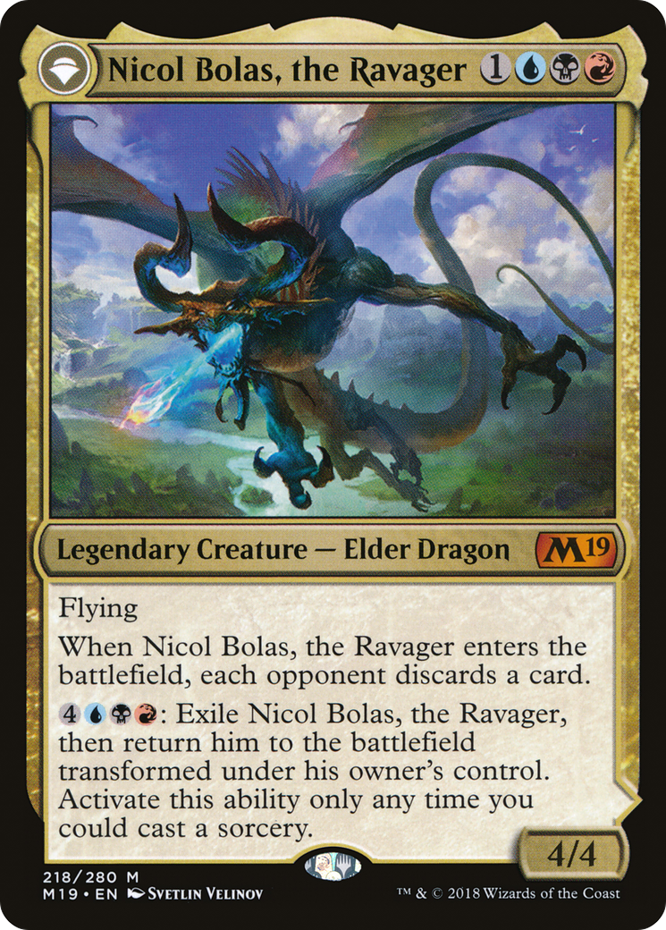 Nicol Bolas, the Ravager // Nicol Bolas, the Arisen (M19) - Foil