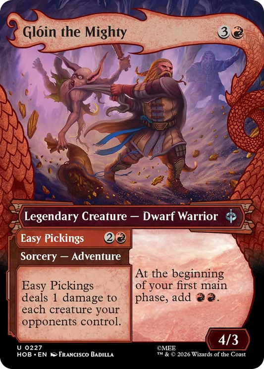 Glóin the Mighty // Easy Pickings (0227) (Borderless) (Dragon Hoard Frame) (HOB) - Foil