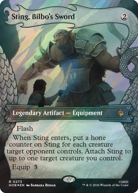 Sting, Bilbo's Sword (0273) (Borderless) (Dragon Hoard Frame) (HOB) - Surge Foil