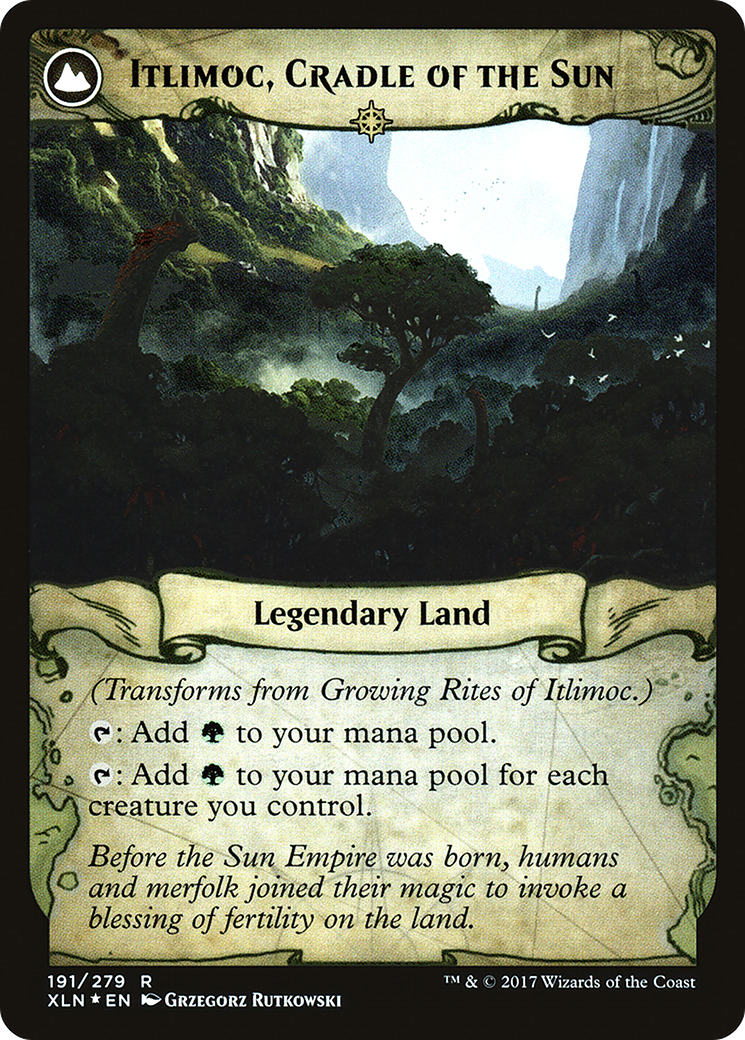 Growing Rites of Itlimoc // Itlimoc, Cradle of the Sun (191) (Prerelease) (PXLN) - Foil