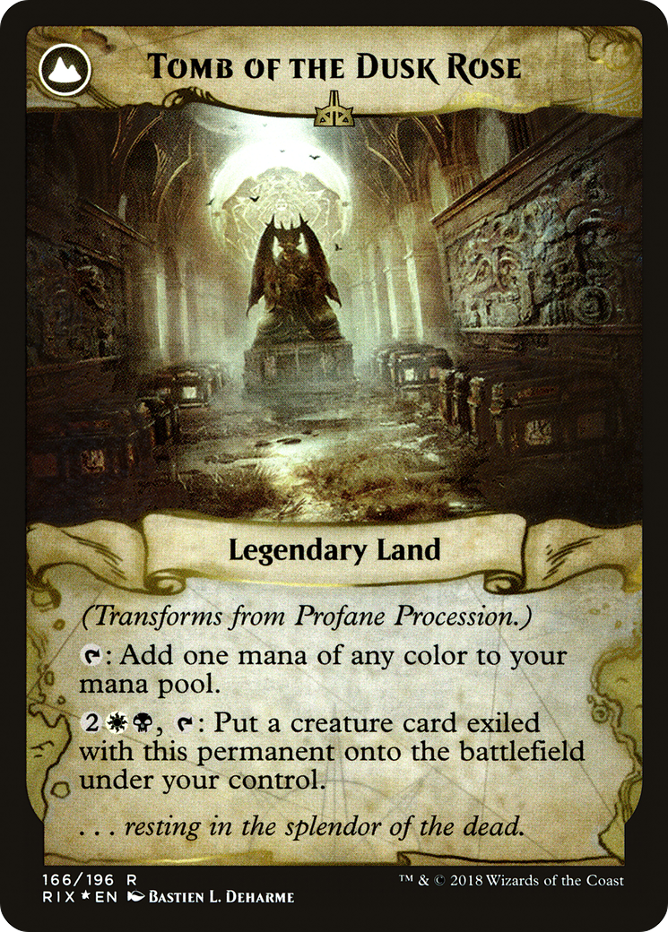 Profane Procession // Tomb of the Dusk Rose (166) (Prerelease) (PRIX) - Foil