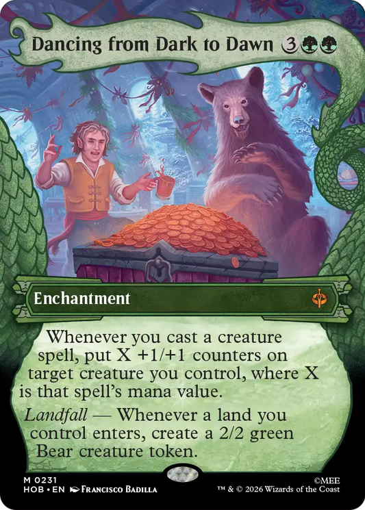 Dancing from Dark to Dawn (0231) (Borderless) (Dragon Hoard Frame) (HOB)