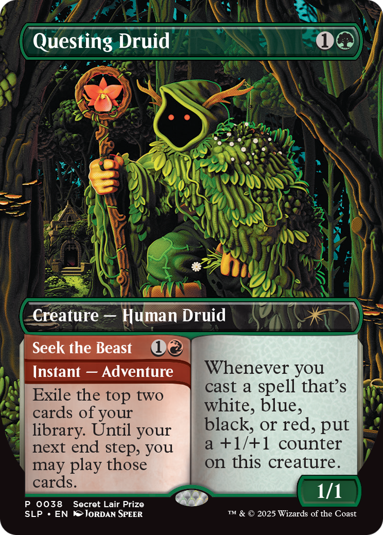 Questing Druid // Seek the Beast (0038) (Borderless) - Foil
