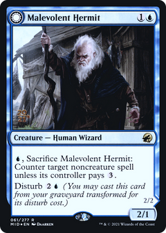 Malevolent Hermit // Benevolent Geist (061) (Prerelease) (PMID) - Foil