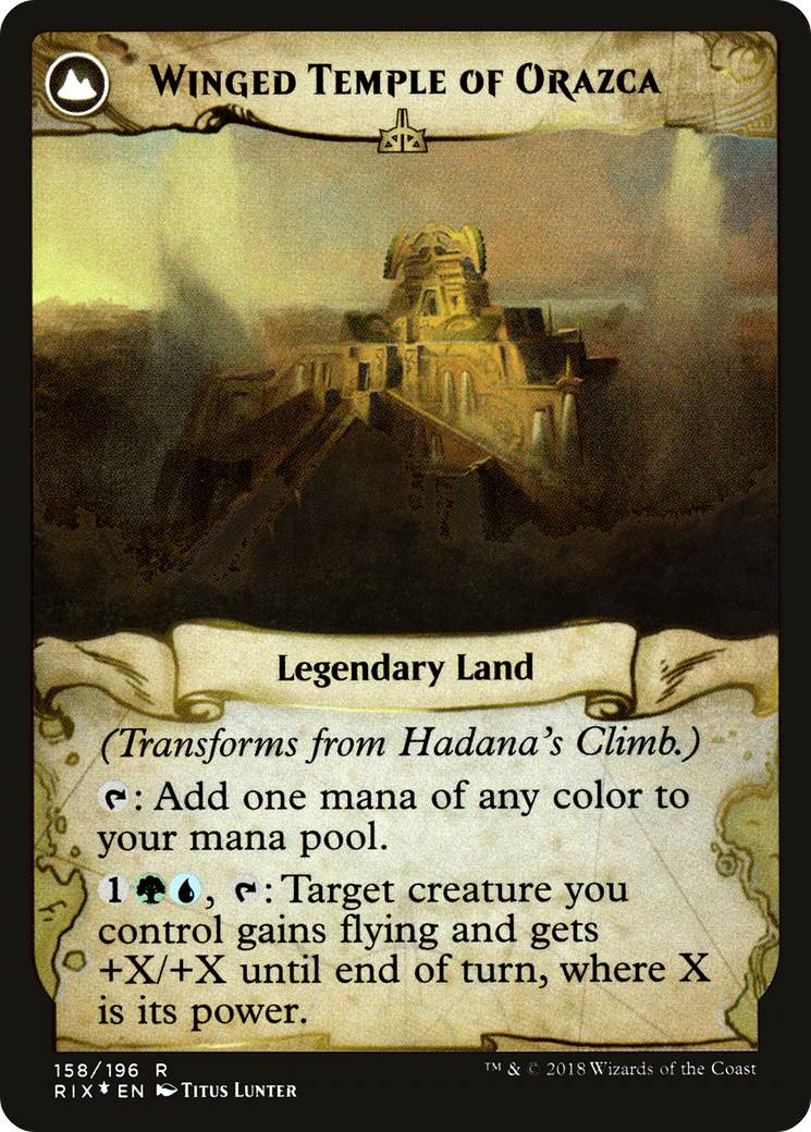 Hadana's Climb // Winged Temple of Orazca (158) (Prerelease) (PRIX) - Foil