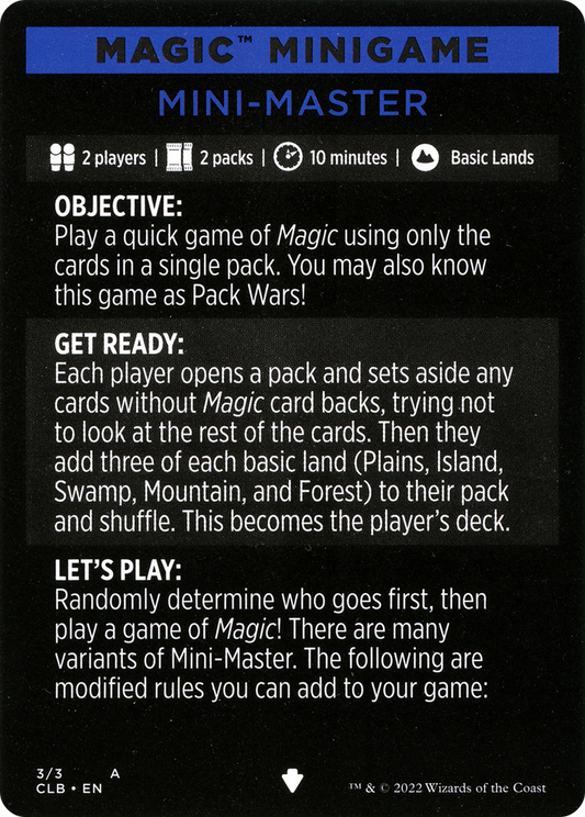 Magic Minigame: Mini-Master (003) (MCLB)