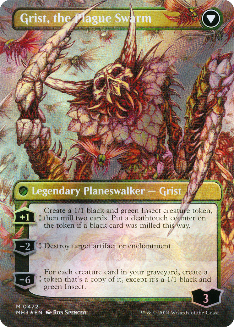 Grist, Voracious Larva // Grist, the Plague Swarm (0472) (Borderless) (MH3) - Textured Foil