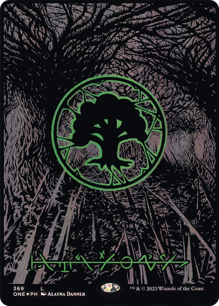 Forest (369) (Phyrexian) - Oil Slick Raised Foil
